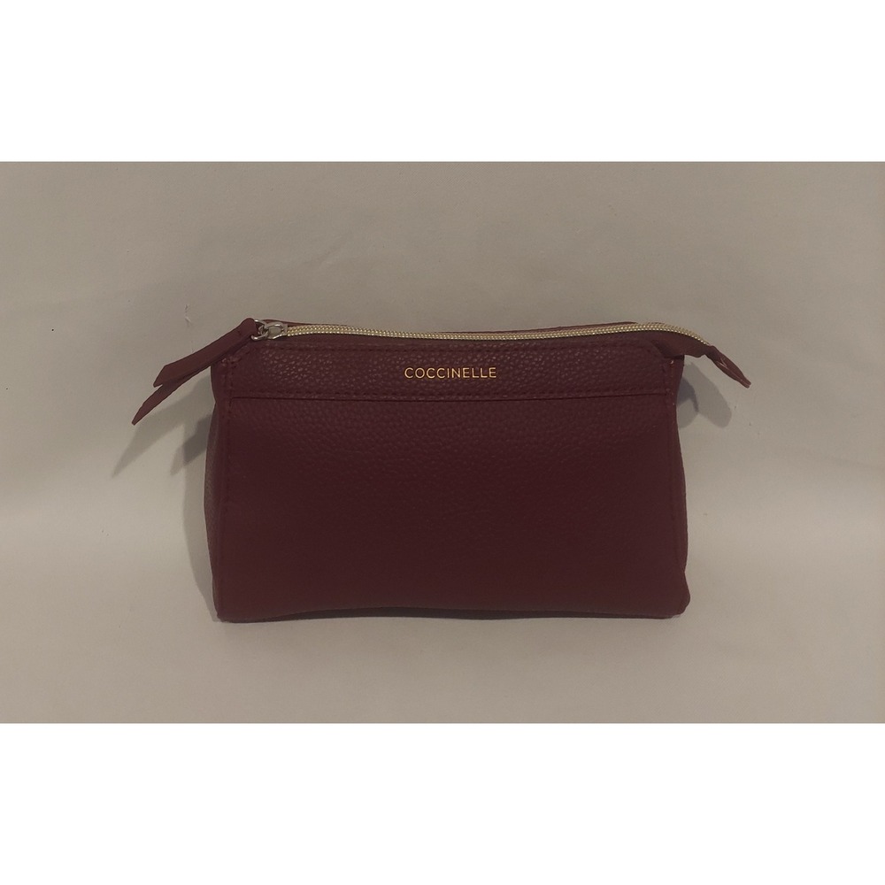 Coccinelle Womens Burgundy Luxury Business Class Travel Amenity Cosmetic Bag Kit